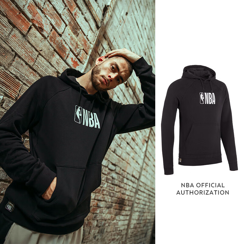 迪卡侬（DECATHLON）NBA运动休闲卫衣秋季男连帽卫衣长袖运动上衣I NBA LOGO - 黑色 XL