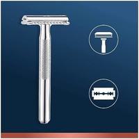 Gillette 吉列 King C. 男士雙刃剃刀 + 5 個鍍鉑金雙刃刀片,送給他/爸爸的禮品套裝