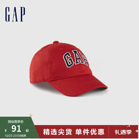 Gap男幼童秋季2023LOGO洋气棒球帽鸭舌帽824595儿童装休闲帽 红色 6-14岁(S/M)
