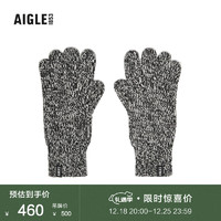 AIGLE艾高冬季户外保暖时尚羊毛混纺男女同款分指手套 黑色 AN83F L
