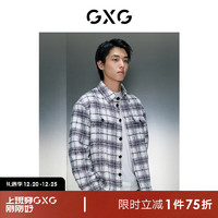 GXG男装 灰白格纹短款大衣 冬季GEX10628804 灰白格 185/XXL