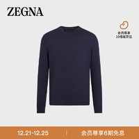 杰尼亚（Zegna）经典款海军蓝 12milmil12 羊毛圆领衫E7M01-110-B09-54