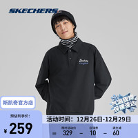 斯凯奇（Skechers）男女同款针织翻领卫衣L323U108 碳黑/0018 L