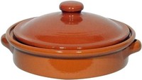 SB122 赤土陶器 20cm 带盖圆盘, 棕色