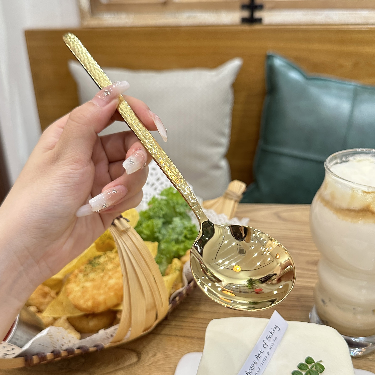 干饭人勺子！316品级不锈钢喝汤勺主餐更西餐勺子锤纹大圆头