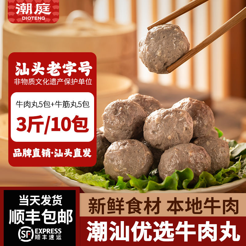 潮庭 潮汕牛肉丸 3斤 10包