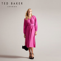 Ted Baker 冬女士V领长袖纯色收腰连衣裙273360 亮粉色 0