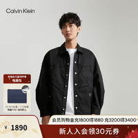 Calvin Klein Jeans24春季男士按扣翻领抽绳下摆户外工装风衬衫J325013 BEH-太空黑 S