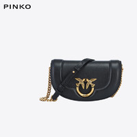 PINKO 品高 奢侈品女包MINI马鞍包月牙包单肩燕子包 黑色 新年