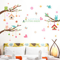 墙彩 墙贴纸贴画卡通动漫可爱动物树枝幼儿园卧室气氛布置墙面装饰创意
