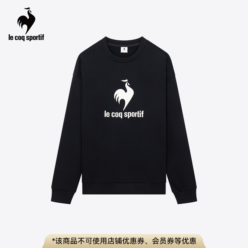 乐卡克（Le coq sportif）法国公鸡新年双旦款男女款24三色系列经典圆领套头衫卫衣 黑色/B01 S