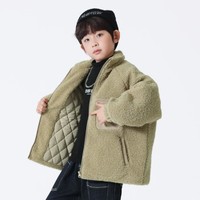 最最 童装男童加厚羊羔绒外套2023新款秋冬装中大儿童休闲保暖棉衣