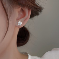 925银耳饰 栀子花耳钉女士小众设计感花朵森系耳环精致养耳洞耳饰