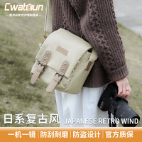 Cwatcun 日系復古單肩相機包單攝影攝像男女適用于富士佳能尼康索尼一機一鏡背包