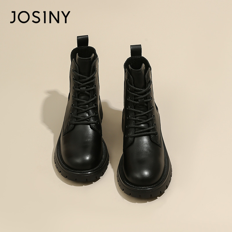 JOSINY 卓诗尼 加绒外穿短靴雪地靴厚底英伦风马丁靴