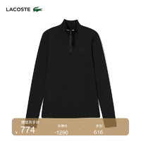 LACOSTE法国鳄鱼女装时尚黑色半拉链长袖POLO衫|DF0885 031/黑色 36/S/160