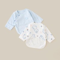 Tongtai 童泰 0-3月半背衣初生嬰兒四季純棉上衣寶寶衣服新生兒和尚服2件裝
