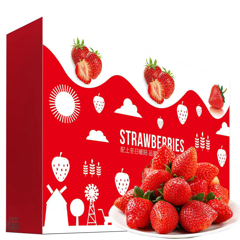 HYOJOO大凉山高山露天种植草莓现摘现发 农家草莓产地直发新鲜直达 特品红颜草莓 单果（15-25g） 礼盒装 15-20颗/4盒 1.4kg