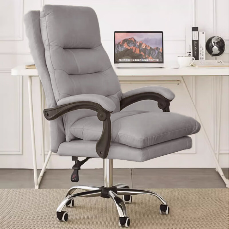密林电脑椅家用可躺老板椅商务靠背椅子舒适人体工学椅书房久坐办公椅 灰色科技布-靠背多档调节