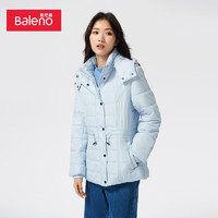 班尼路（Baleno）秋冬棉服女连帽加厚中长款棉衣可脱卸帽外套休闲保暖外衣 0B2 S