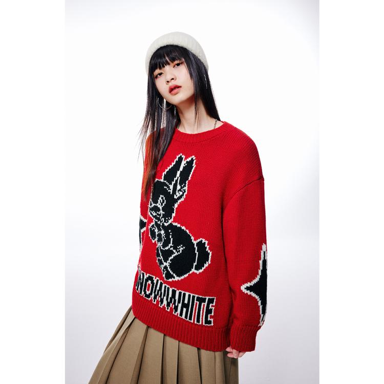 白雪公主联名毛衣女秋冬加厚设计感针织衫