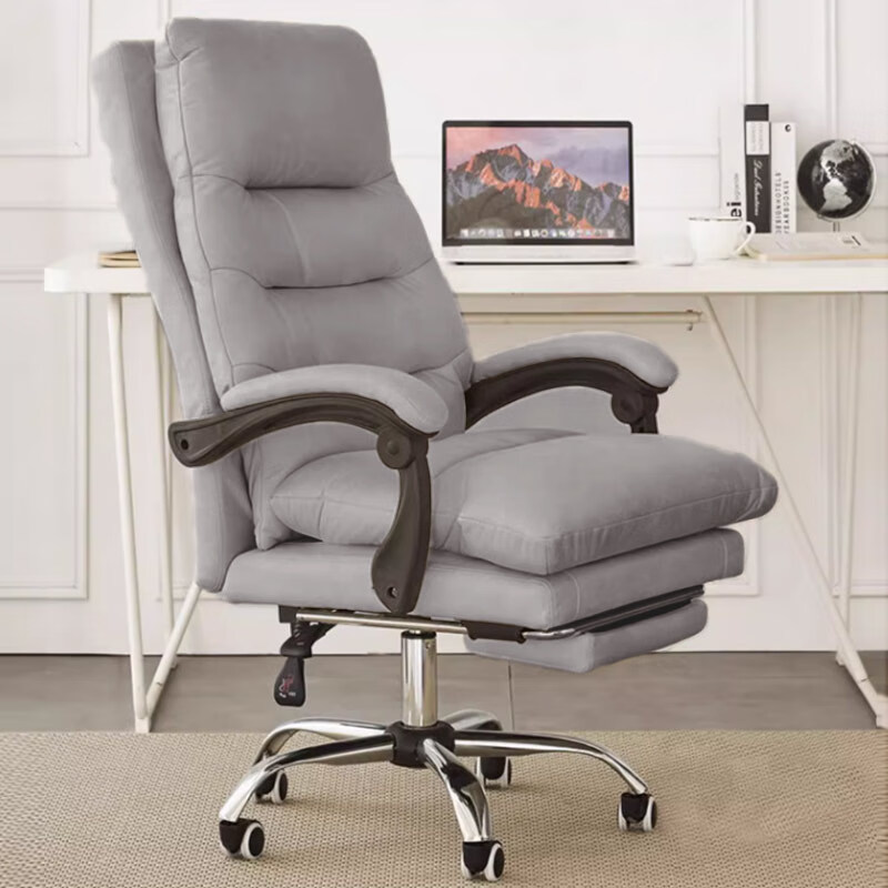 密林电脑椅家用可躺老板椅商务靠背椅子舒适人体工学椅书房久坐办公椅 灰色+脚踏-科技布靠背多档调节