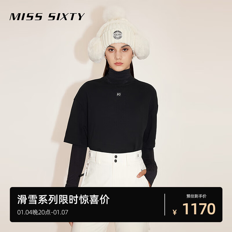 MISS SIXTY滑雪系列T恤女两件式套装运动风黑色显瘦 黑色 XS