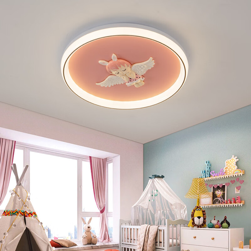丹菲诺儿童房吸顶灯北欧创意卡通小天使卧室灯现代简约房间灯具 小天使-50厘米 遥控无极调光