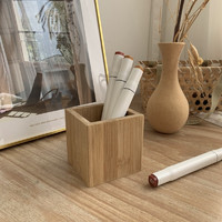 三維工匠 ins風簡約小眾日式竹子筆筒擺件化妝刷收納筒學生桌面收納盒