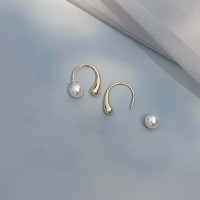 KOSE 高絲 法式極簡高級感珍珠耳環氣質輕奢耳圈小眾設計感耳飾
