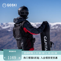 GOSKI 户外野雪马甲机能滑雪背心宽松外搭防风防水单板美式坎肩背 力莫黑 M