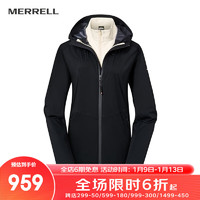 迈乐（Merrell）男女款户外三合一冲锋衣外套防风户外登山徒步外套百搭时尚 MC1230002-BK02黑色（女款） L