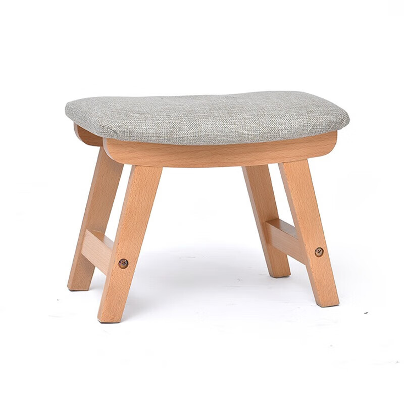 积木部落家用小凳子实木换鞋凳现代简约布艺餐凳可拆洗板凳脚踏凳原木素颜 原木素颜色