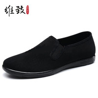 维致 布鞋男 老北京布鞋 夏季传统休闲一脚蹬老人鞋 WZ1307 黑色 42
