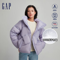 Gap女装秋季2023LOGO廓形发热保暖面包型羽绒服720893外套 紫色 170/96A(M)