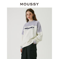 MOUSSY 摩西 冬季撞色落肩刺绣LOGO学院风中性卫衣女010FA790-5560