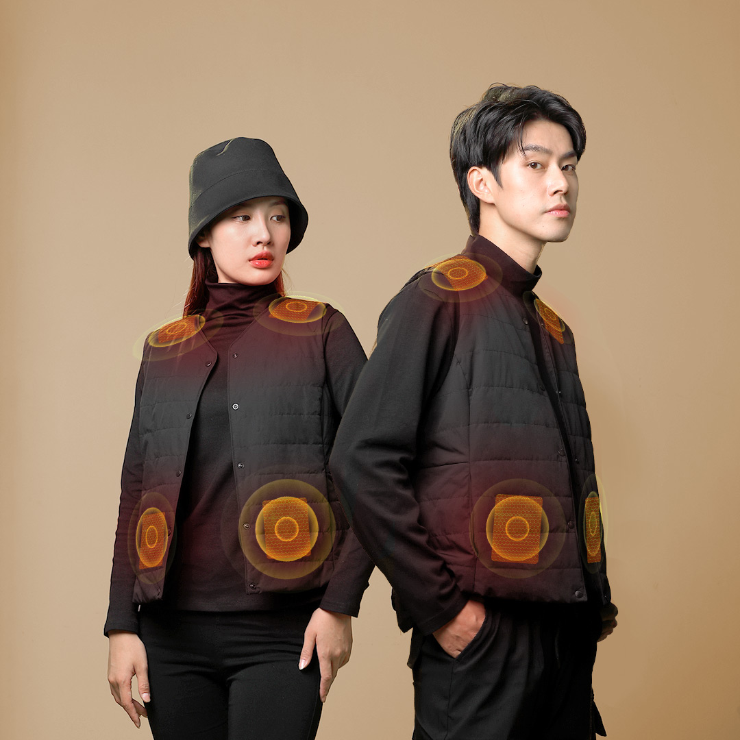 夜  酷轻松 KULAX 石墨烯智能马甲 5区双控电智能温控加热V领马甲