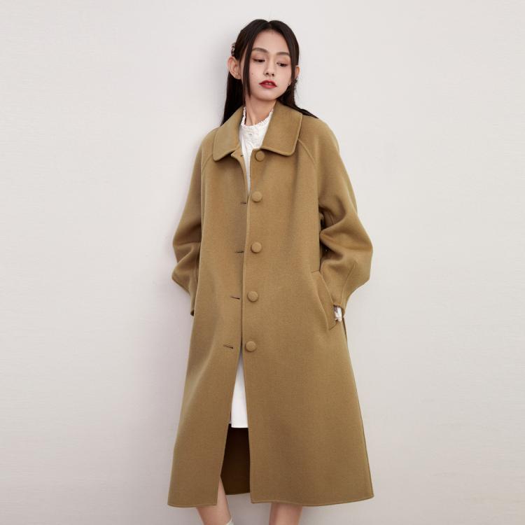 LEDIN 乐町 简约双面呢大衣外套冬季长款大衣