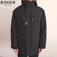 庄吉（Judger）冬季可拆卸内胆男士防风保暖中褛加厚棉服外套连帽夹克 黑色 170/92A