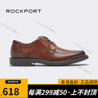 ROCKPORT 乐步 男士皮鞋棕色商务正装休闲舒适系带男鞋