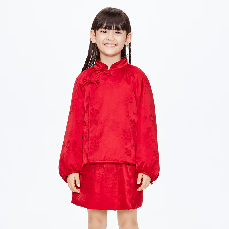 little MO&Co.拜年服little moco童装24春装新款女童新中式新年红国风改良旗袍