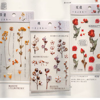 木桐 纸先生花草贴纸 PET花之系列韩国小清帐装饰植物透明贴画 花之系列（二）6张/套