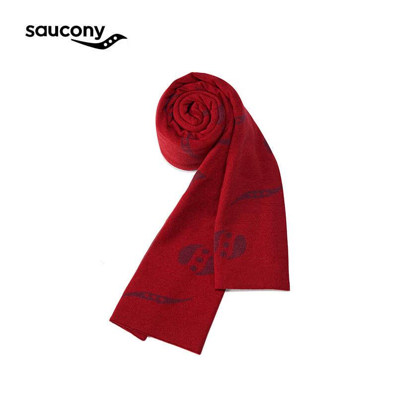 Saucony索康尼龙年新年主题围巾保暖围巾男女同款 酒红 均码