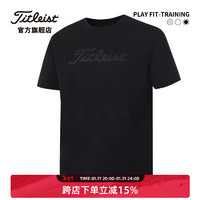 Titleist泰特利斯高尔夫服装男士短袖T恤FIT-TRAINING男装休闲运动圆领衫 黑色 M