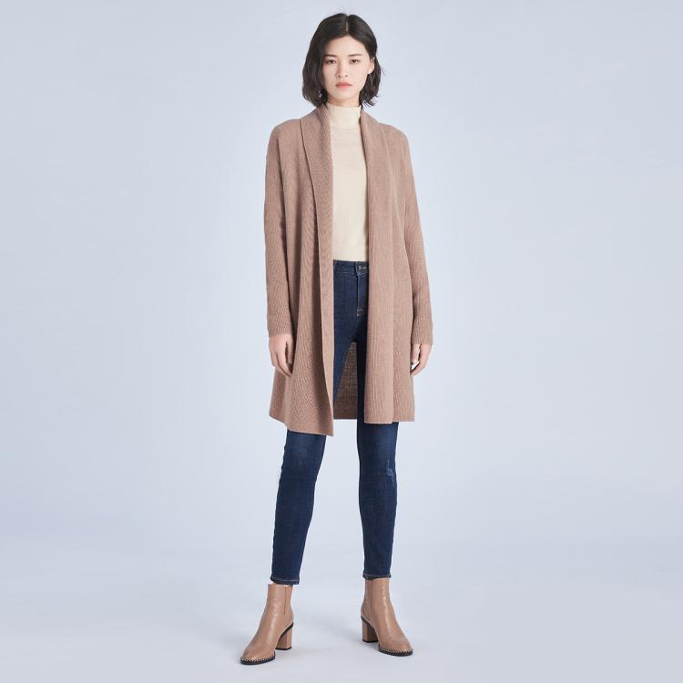 真的好【5折抢】简约气质宽松羊绒落肩针织开衫