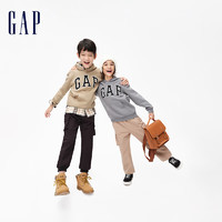 Gap男童冬季款LOGO宽松廓形运动卫衣872692儿童装休闲上衣 灰色 110cm(XXS)亚洲尺码
