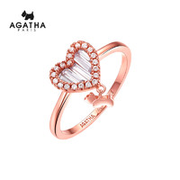 AGATHA 瑷嘉莎闪闪的爱戒指女时尚个性璀璨爱心戒指