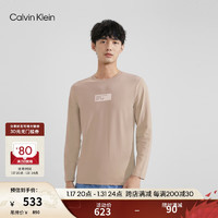 卡尔文·克莱恩 Calvin Klein Jeans男士时尚镂空字母舒适打底微弹长袖T恤J324497 PED-燕麦色 M