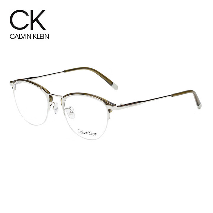 卡尔文·克莱恩 Calvin Klein 眼镜框 眉线半圆框男女文艺复古眼镜架可配近视镜片 CK5465A 318-亚麻眉银色腿