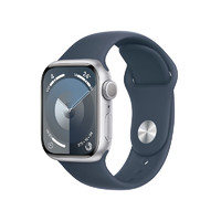 Apple Watch Series 9智能运动手表GPS款41毫米银色铝金属表壳风暴蓝色表带S/M适用iPhone14/15系列专享